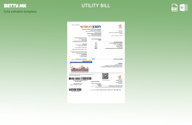 модерен стил сметка за комунални услуги на Israel Electric Corporation на англис